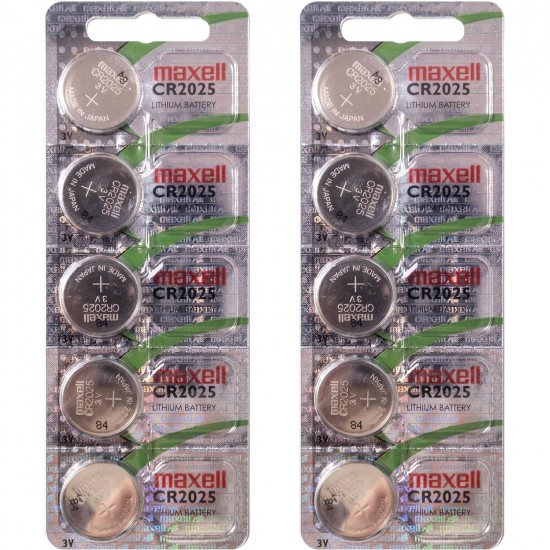 Maxell Cr2025 Lityum Pil 10 lu Blister Saat Pili Düğme Pil Yeni Tarih Lityum, 3 V, 170 mAh