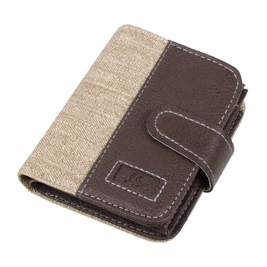 CS-08-3 Dik Cüzdan 18 Kartlık Bozuk ve Kağıt Para Bölmeli Kahve/Bej