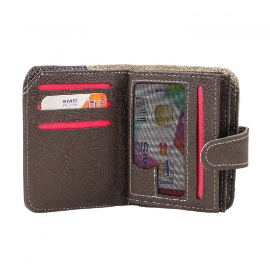 CS-08-3 Dik Cüzdan 18 Kartlık Bozuk ve Kağıt Para Bölmeli Kahve/Bej