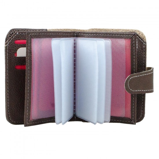 CS-08-3 Dik Cüzdan 18 Kartlık Bozuk ve Kağıt Para Bölmeli Kahve/Bej