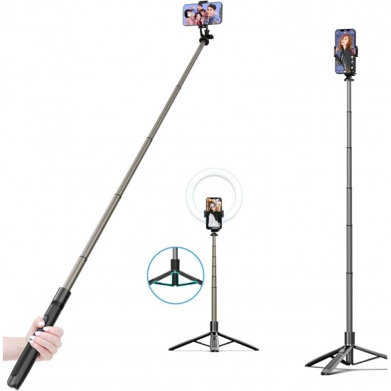 Q6 Hp-t08 Katlanabilir Çok Fonksiyonlu Selfie Tripod Vlog Uzaktan Kumandalı 4 in 1 Android Ios