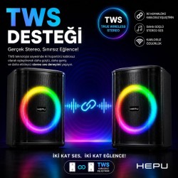 HEPU HP-979 Partybox Bluetooth Hoparlör – 8” Hoparlör 40W Güç RGB Işık TWS Destekli