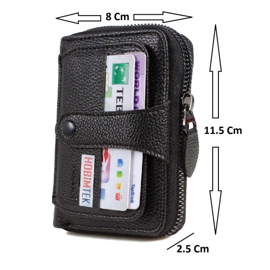 HT-70 Suni Deri 17 Adet Kartlık ve Kağıt Para Bölmeli Cüzdan Unisex