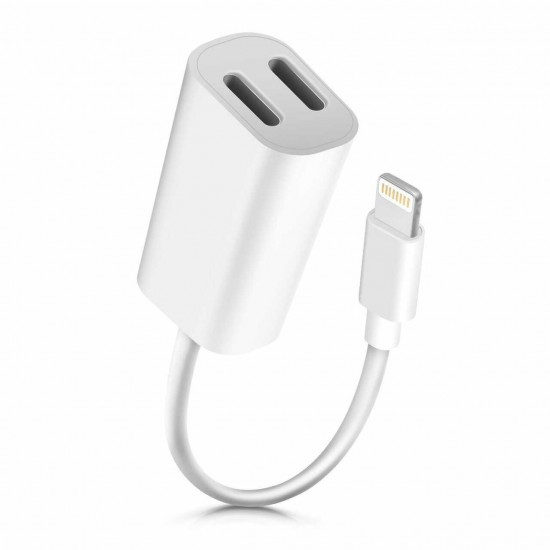 Iphone Çift Lightning  Çıkışlı Kablo Beyaz Dual Audio To Charge Adaptör MA015