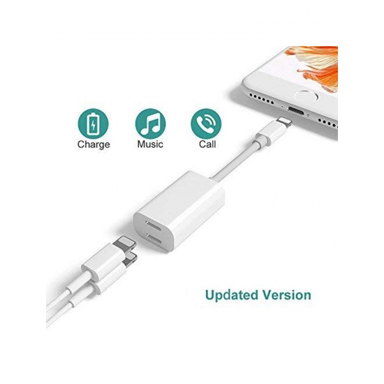 Iphone Çift Lightning  Çıkışlı Kablo Beyaz Dual Audio To Charge Adaptör MA015
