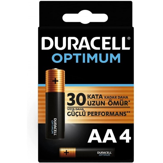 Duracell Optimum AA Alkalin Pil, 1.5 V LR6 MN1500, 4’lü Paket