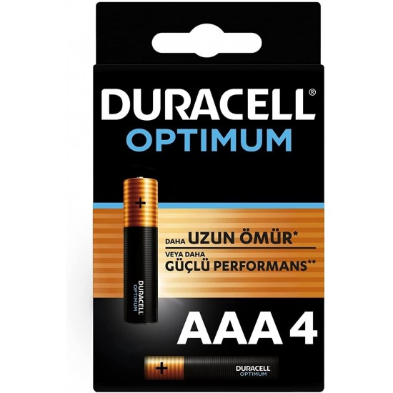 Duracell Optimum AAA Alkalin Pil, 1.5 V LR03 MN2400, 4’lü Paket Duracell Optimum AAA Alkalin Pil, 1.5 V LR03 MN2400, 4’lü Paket