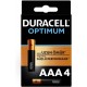 Duracell Optimum AAA Alkalin Pil, 1.5 V LR03 MN2400, 4’lü Paket