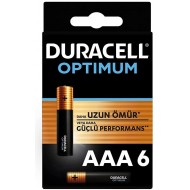 Duracell Optimum AAA Alkalin Pil, 1.5 V LR03 MN2400, 6’lı Paket