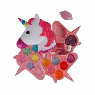 Unicorn Şekilli 3 Katlı Makyaj Güzellik Seti Kız Oyuncak Makyaj Seti