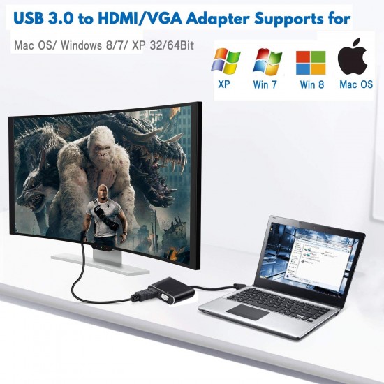 Usb Hdmi Vga Dönüştürücü Usb 3.0 dan Hdmi ve Vga Adaptör 4K 1080P
