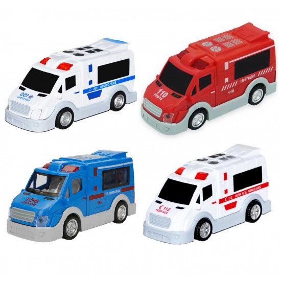 Şehrin Kırılmazları Sürtmeli Oyuncak Araba Seti Jandarma İtfaiye Polis Ambulans 4 Adet