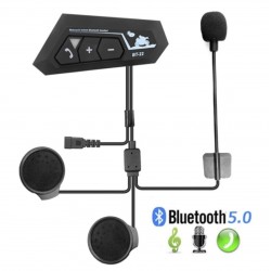 Bt-22 Motosiklet Bluetooth V5.0 Intercom Dinleme Ve Konuşma Özellikli Su Geçirmez Kask Interkom