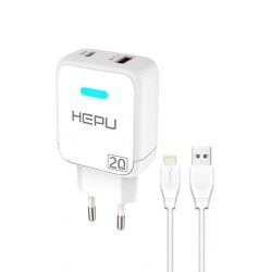 Hepu 20W Pd Girişli Hızlı Şarj Aleti 3.0 Qualcomm Tüm iphone Modelleri İçin USB-C & Lightning Kablo Çift Çıkışlı Fast Charger iPhone 14 13 12 11 X Pro HP619ios