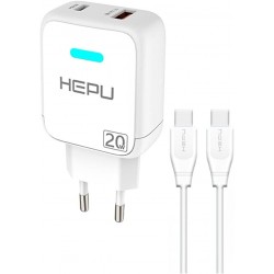 Hepu 20 W Pd Girişli 3.0 Qualcomm Hızlı Şarj Aleti Type-C Kablo Çift Çıkışlı Fast Charger Samsung Huawei Xiaomi Uyumlu HP619