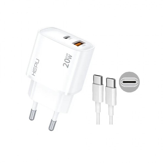Hepu 20W GAN Pd Girişli 3.0 Qualcomm Hızlı Şarj Aleti Type-C Kablo Çift Çıkışlı Fast Charger Samsung Huawei Xiaomi Uyumlu HP-C29 Hepu 20W GAN Pd Girişli 3.0 Qualcomm Hızlı Şarj Aleti Type-C Kablo Çift Çıkışlı Fast Charger Samsung Huawei Xiaomi Uyumlu HP-C29