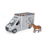 Sesli Işıklı At Taşıyan Karavan Oyuncak  Kapıları Açılır Transporter 27 Cm