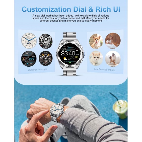 HP-G08 Çift Kordon Akıllı Saat Smart Watch Siri Nfc Gps Kablosuz Şarj Uyku İzleme 1.43 İnch