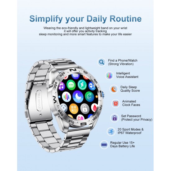 HP-G08 Çift Kordon Akıllı Saat Smart Watch Siri Nfc Gps Kablosuz Şarj Uyku İzleme 1.43 İnch