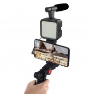 Profesyonel Vlogging Seti Video Kiti Tripod Mikrofon LED Işık Telefon Tutucu Kumandalı Selfie Vlog Tiktok YouTube