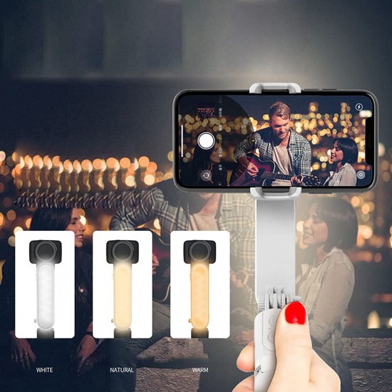 L09 Katlanabilir Cep Gimbal Işıklı Selfie Stick Bluetooth Kablosuz Uzaktan Selfie Çubuğu