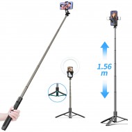 Q6 Katlanabilir Çok Fonksiyonlu Selfie Tripod Vlog Uzaktan Kumandalı 4 in 1 Android Ios