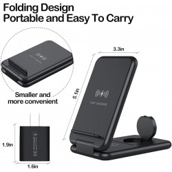 HP-W03  15W 3in1 Kablosuz Masaüstü Şarj Dock Standı Universal Portable Wireless Charge Station
