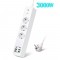 H-01 Hızlı Şarj İstasyonu 3000W 3 lü Priz 2 Metre Uzatma Kablosu Çoklu Priz 4 Usb 2 Type C Girişli On/Off Düğmeli