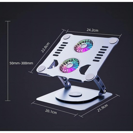 Metal Laptop Standı 360 Derece Dönebilir Rgb Çift Fanlı Premium Serisi Notebook Tutucu Alüminyum Macbook Yükseltici Metal Laptop Standı 360 Derece Dönebilir Rgb Çift Fanlı Premium Serisi Notebook Tutucu Alüminyum Macbook Yükseltici