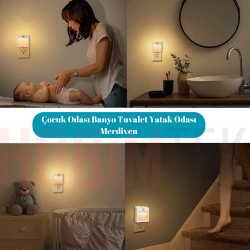 Akıllı Hareket Sensörlü LED Gece Lambası Fişe Takılan Hareket Sensörlü Güç Ayarlı Led Işık L-001