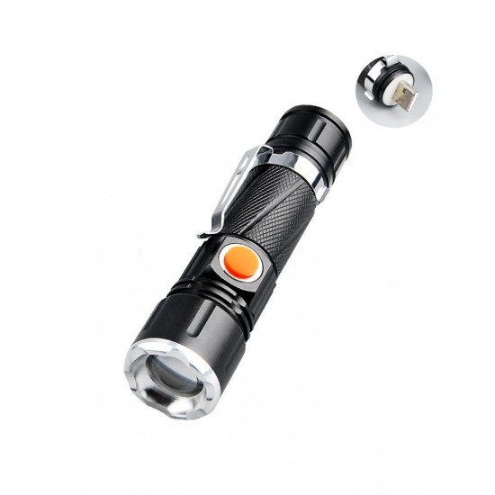 Ht-622 Mini El Feneri Şarj Edilebilir USB P50 Led Mıknatıslı Metal Kasa Fener Zoom Işıldak Oto Fener
