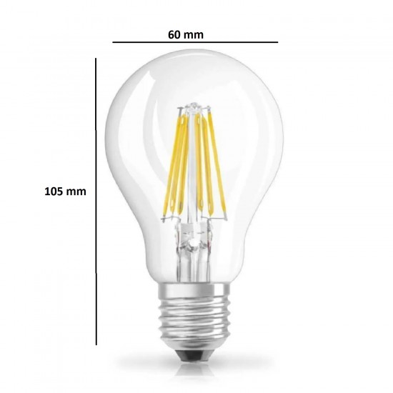 Rustik Ampül 6W=60W A60 E27 2800K Sarı Işık 720 Lümen Filament Led Ampul 11302