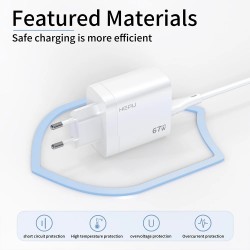 HP-C32 67 Watt Gan Şarj Adaptörü 100 cm Kablo 3-Port Fast Charger Hızlı Şarj Seti