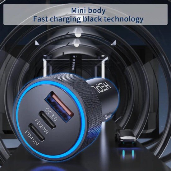 Hepu Hp-780 Araç Içi Şarj Cihazı 3.1A Pd 45 Watt Fast Hızlı Şarj Aleti Metal Çakmaklık Şarj Type C 3-Port Işıklı Hepu Hp-780 Araç Içi Şarj Cihazı 3.1A Pd 45 Watt Fast Hızlı Şarj Aleti Metal Çakmaklık Şarj Type C 3-Port Işıklı