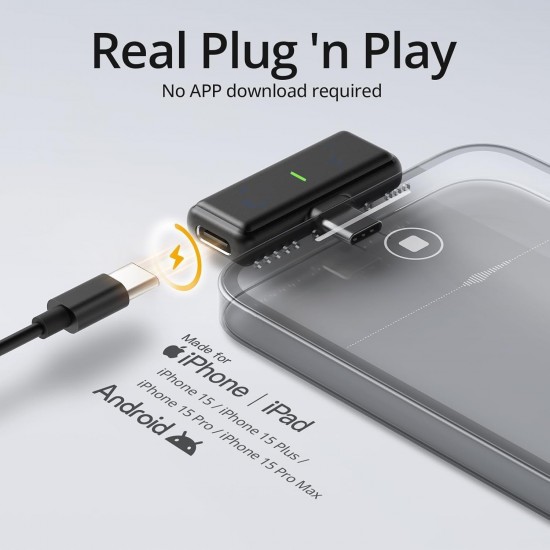 Ht-K50 Şarjlı Kablosuz İkili Yaka Mikrofonu iPhone ile Uyumlu Type-C Alıcı Gürültü Engelleme LED Ekranlı Şarj Kutusu