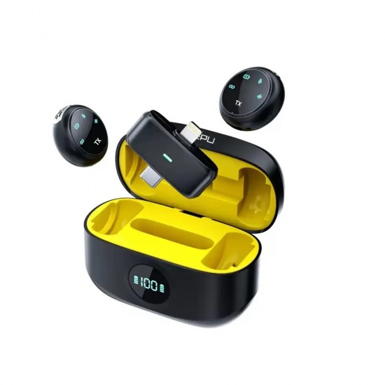 Ht-K31Pro İkili Kablosuz Yaka Mikrofonu  Dijital Ekranlı  Düğme Tipi Tasarım  iOS/Type-C Uyumlu  Gürültü Engelleme 
