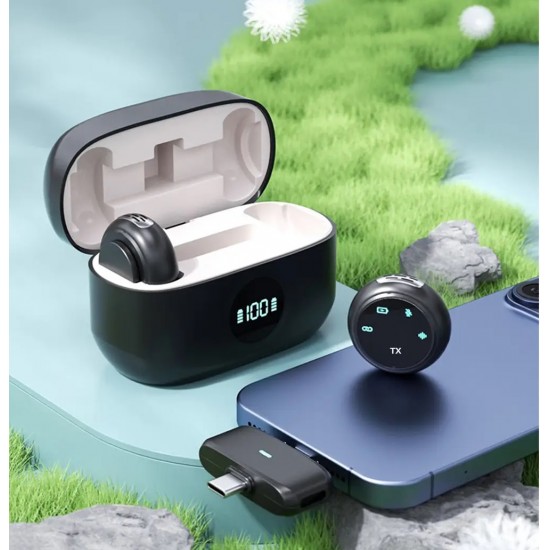 Ht-K31Pro İkili Kablosuz Yaka Mikrofonu  Dijital Ekranlı  Düğme Tipi Tasarım  iOS/Type-C Uyumlu  Gürültü Engelleme 