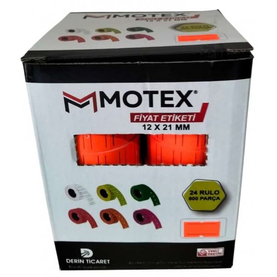Motex Mx-5500 Fiyat Etiketi 12x21 mm 24 Adet Rulo 800x24 Rulo 4 Renkli