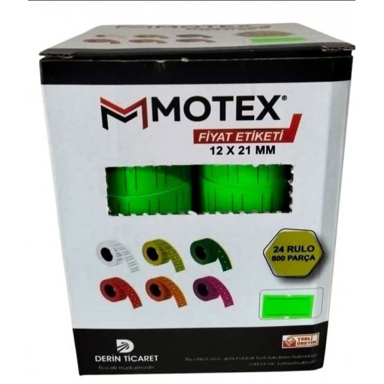 Motex Mx-5500 Fiyat Etiketi 12x21 mm 24 Adet Rulo 800x24 Rulo 4 Renkli