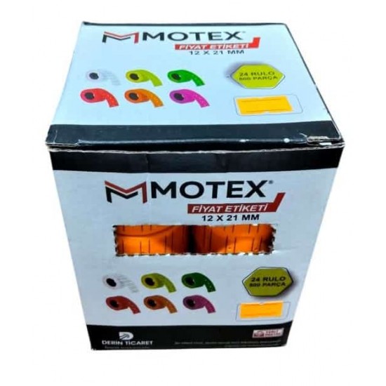 Motex Mx-5500 Fiyat Etiketi 12x21 mm 24 Adet Rulo 800x24 Rulo 4 Renkli