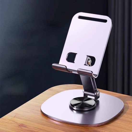 Ht-72 Metal Masa Üstü Telefon Tutucu Alüminyum 360 Derece Dönebilir Tablet Standı Lila