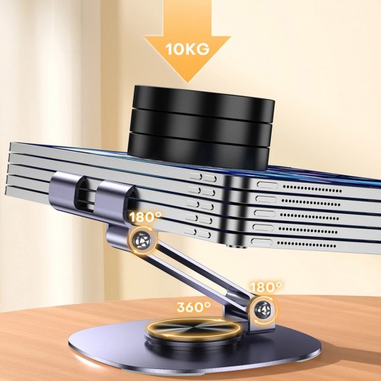 Ht-72 Metal Masa Üstü Telefon Tutucu Alüminyum 360 Derece Dönebilir Tablet Standı Lila
