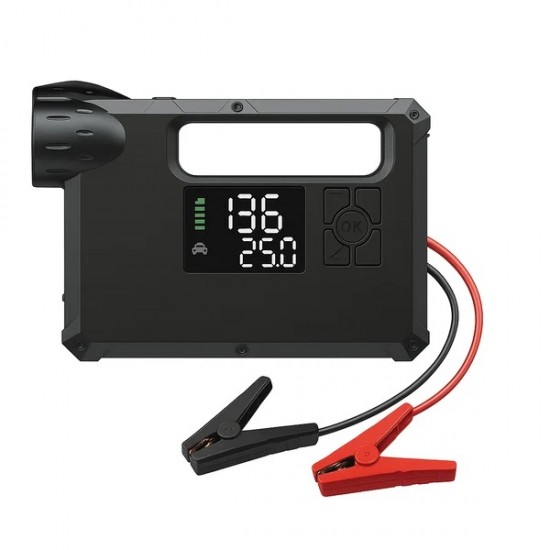 Oto Jumper Akü Şarj  Çok Fonksiyonlu Jump Starter Hava Kompresörü – 18000mAh Dijital  Powerbank  LED Fener + Lastik Şişirme