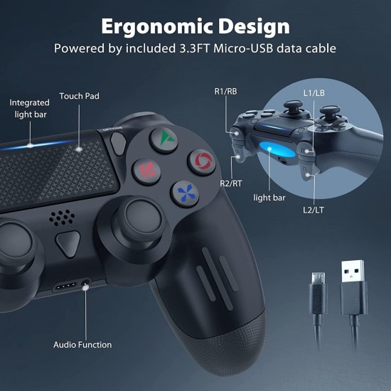 Ps4 Joystick Çift Titreşim 600mAh PS4 Gamepad Oyun Kolu Slim Pro Fat Kablosuz Bluetooth PS4 