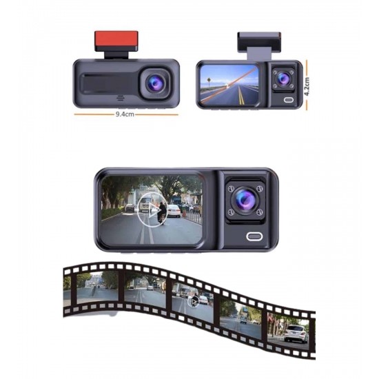 H98 Full Hd 1080P Wi-fi Full Hd 3 Kameralı Araç Içi Kamera Araba Güvenlik Kamerası Gece Görüşü  Ön Geri iç Kayıt IR LED
