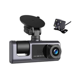 H309 Full Hd 1080P Wi-fi Full Hd Üç Kameralı Araç Içi Kamera Araba Güvenlik Kamerası Gece Görüşü Ön Geri iç Kayıt IR LED