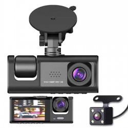 H309 Full Hd 1080P Wi-fi Full Hd Üç Kameralı Araç Içi Kamera Araba Güvenlik Kamerası Gece Görüşü Ön Geri iç Kayıt IR LED