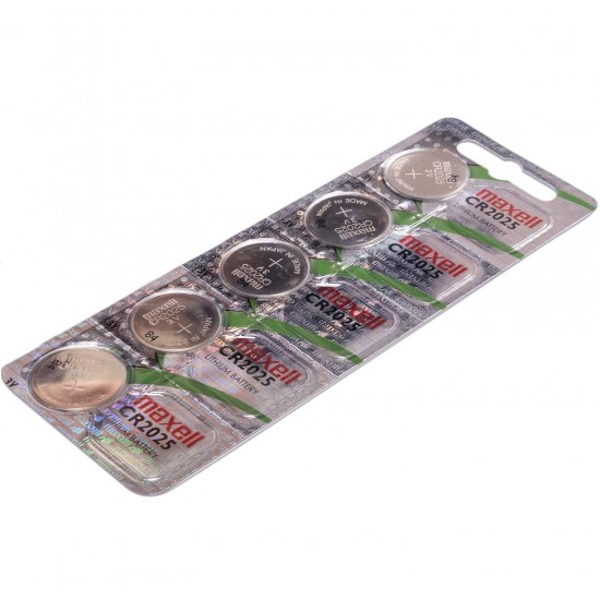 Maxell Cr2025 Lityum Pil 5 li Blister Saat Pili Düğme Pil Yeni Tarih Lityum, 3 V, 170 mAh
