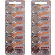 Maxell Cr2016 Lityum Pil 10 lu Blister Saat Pili Düğme Pil Yeni Tarih Lityum, 3 V, 90 mAh