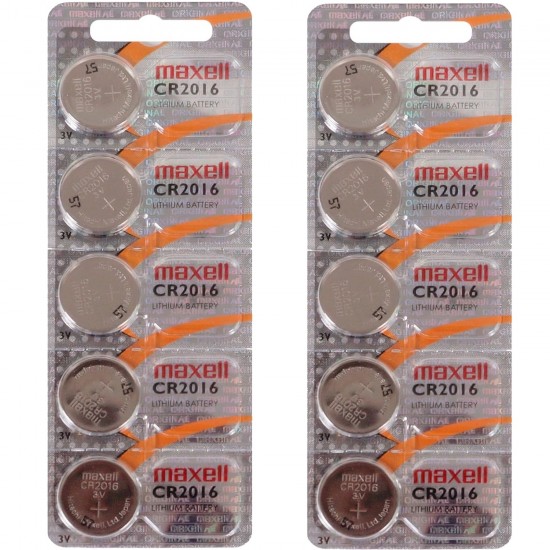 Maxell Cr2016 Lityum Pil 10 lu Blister Saat Pili Düğme Pil Yeni Tarih Lityum, 3 V, 90 mAh